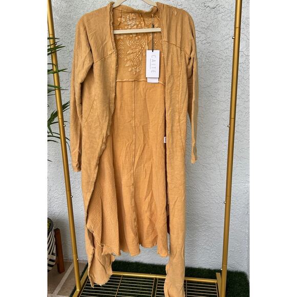 NWOT Anthropology Caite Asymmetrical Jacket Cover Up Yellow Mustard Color Sz S - Picture 1 of 12